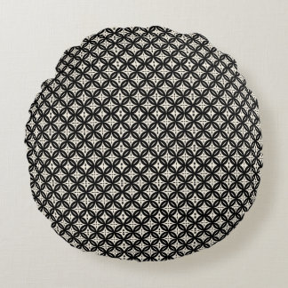 Black and Beige Round Pillow Rond Kussen
