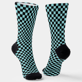 Black and Blue Checkered Pattern Print Design Sokken
