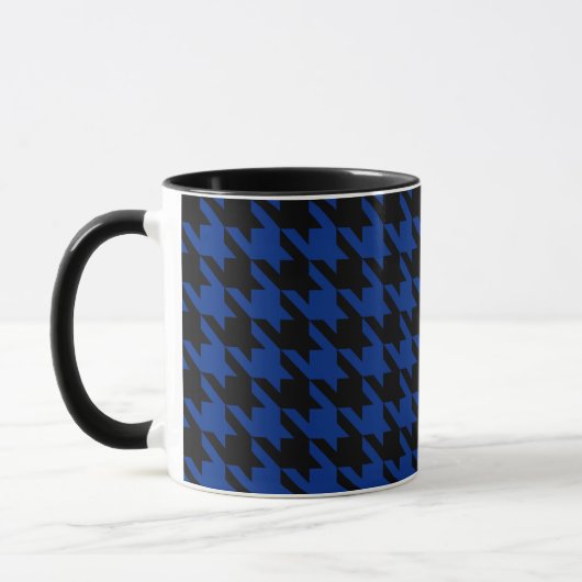 Black and Blue Houndstooth Pied de Poule Check Mok (Links)