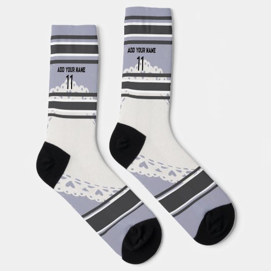 Black and blue & orange - Name Number Socks Sokken (Rechts)