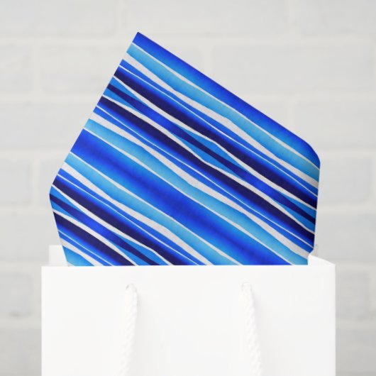 Black and Blue Painted Stripes  Tissuepapier (Cadeauzakje)