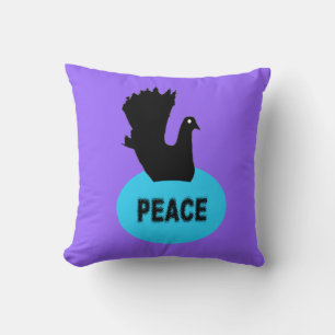 Black and Blue Peace Dove Pillow Kussen