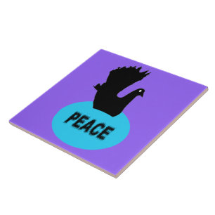 Black and Blue Peace Dove Tile Tegeltje