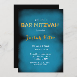 Black and Blue Smoke Bar Mitzvah Invitations