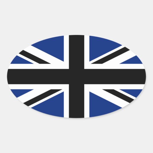Black and Blue Union Jack Ovale Sticker (Voorkant)
