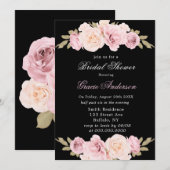 Black and Blush Pink Rose Bridal Shower Kaart (Voorkant / Achterkant)