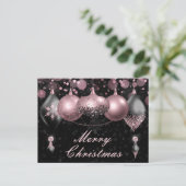 Black and blush roze kerst Baubles Ornaments Feestdagenkaart (Staand voorkant)