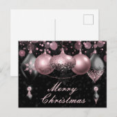Black and blush roze kerst Baubles Ornaments Feestdagenkaart (Voorkant / Achterkant)