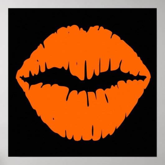 Black and Bright Oranje lipstick Kiss Poster (Voorkant)