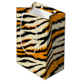 Black and Brown Tiger Stripes Pattern  Medium Cadeauzakje (Achterkant Gekanteld)