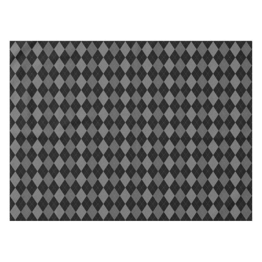 Black and Charcoal Gray Argyle Pattern Tafelkleed (Voorkant (Horizontaal))