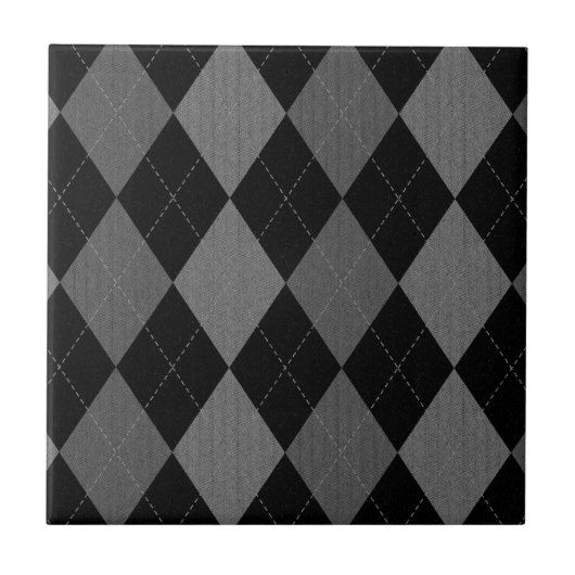 Black and Charcoal Gray Argyle Pattern Tegeltje (Voorkant)