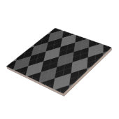 Black and Charcoal Gray Argyle Pattern Tegeltje (Zijkant)
