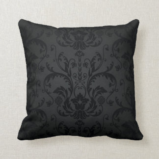 Black and Charcoal Seamless Floral Mojo Pillow Kussen
