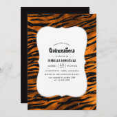 Black and Copper Tiger Stripes Pattern Quinceanera Kaart (Voorkant / Achterkant)
