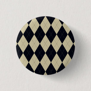 Black and Cream Argyle Button