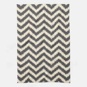 Black and Cream Ikat Chevron Theedoek
