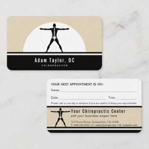 Black and Custom Beige Vitruvian Man Chiropractor Visitekaartje