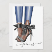 Black and Denim Fashionista Bachelorette Kaart (Voorkant)