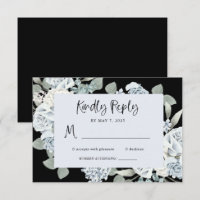 Black and Dusty Blue Floral | Waterverf bruiloft