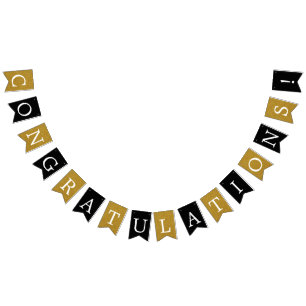Black and Faux Gold Felicitaties Banner