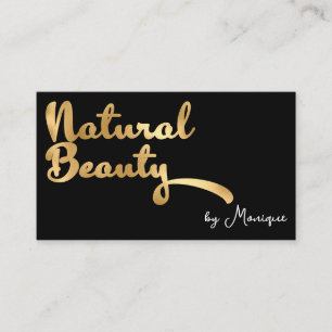 Black and Faux Gold Natural Beauty Visitekaartje