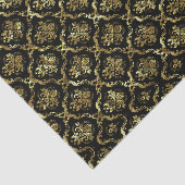 Black and Faux Gold Shiny Floral Damaskers Tissuepapier (Detail)