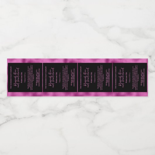 Black and Fuchsia Foil Perfume Roller Bottle label Waterfles Etiket (Enkel label)