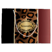 Black and Garnet Leopard Pattern Groot Cadeauzakje (Achterkant)
