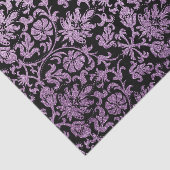 Black and Glitter Paarse Floral Damask Tissuepapier (Detail)