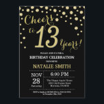 Black and Gold 13th Birthday Diamond Invitation<br><div class="desc">Invitation 13e anniversaire avec Parties scintillant noire et or Arrière - plan diamant. Confetti d'or. Anniversaire enfant. Anniversaire garçon ou fille. Pour plus de personnalisation,  cliquez sur le bouton "Customiser" et utilisez notre outil de conception pour modifier ce modèle.</div>