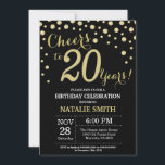 Black and Gold 20th Birthday Diamond Invitation<br><div class="desc">Invitation 20th Birthday avec Arrière - plan Diamond Parties scintillant Noir et Or. Confetti d'or. Anniversaire adulte. Hommes ou Femmes Anniversaire. Pour plus de personnalisation,  cliquez sur le bouton "Customiser" et utilisez notre outil de conception pour modifier ce modèle.</div>