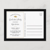 Black and Gold 3 Photo Graduation Party Invitation (Dos)