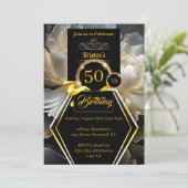 Black and Gold 50e anniversaire Invitation (Debout devant)