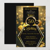 Black and Gold 50e anniversaire Invitation (Devant / Derrière)