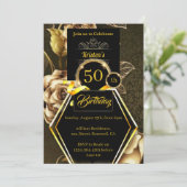 Black and Gold 50e anniversaire Invitation (Debout devant)