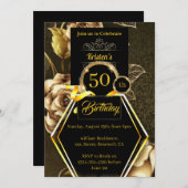 Black and Gold 50e anniversaire Invitation (Devant / Derrière)