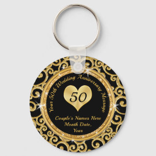 Black and Gold 50th Wedding Jubileum Souvenirs Sleutelhanger