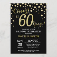 Black and Gold 60th Birthday Diamond Invitation