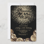 Black and Gold 60th Birthday Invitation (Devant)