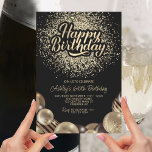 Black and Gold 60th Birthday Invitation<br><div class="desc">Créez votre propre invitation à 60e anniversaire ! Personnalisez ce design avec votre propre texte. Vous pouvez customiser cette conception en sélectionnant le lien "customiser plus loin" si vous le souhaitez.</div>