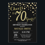 Black and Gold 70th Birthday Diamond Invitation<br><div class="desc">70e anniversaire Invitation avec Parties scintillant noire et or Arrière - plan diamant. Confetti d'or. Anniversaire adulte. Hommes ou Femmes Anniversaire. Pour plus de personnalisation,  cliquez sur le bouton "Customiser" et utilisez notre outil de conception pour modifier ce modèle.</div>