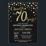 Black and Gold 70th Birthday Diamond Invitation<br><div class="desc">70e anniversaire Invitation avec Parties scintillant noire et or Arrière - plan diamant. Confetti d'or. Anniversaire adulte. Hommes ou Femmes Anniversaire. Pour plus de personnalisation,  cliquez sur le bouton "Customiser" et utilisez notre outil de conception pour modifier ce modèle.</div>