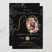 Black and Gold 80th Birthday Invitation (Devant / Derrière)