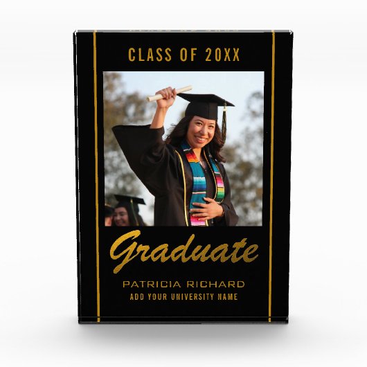 Black and Gold Afstudeerder Afstuderen 2023 Keepom Fotoblokken (Voorkant)