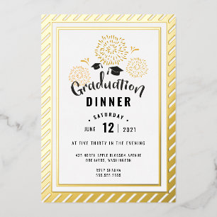 Black and Gold Afstuderen Celebrparty Folie Uitnodiging