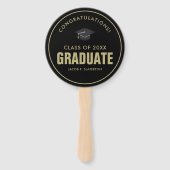 Black and Gold Afstuderen Gefeliciteerd Foto Handwaaier (Voorkant)