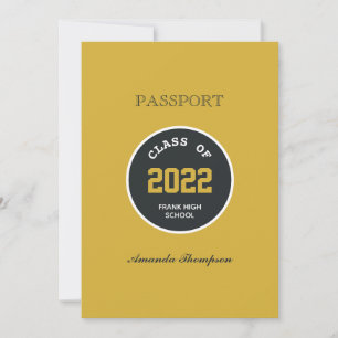 Black and Gold Afstuderen Passport Photo-uitnodigi Kaart