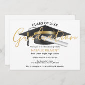 Black and Gold Afstuderen Pet Graduparty Kaart (Voorkant / Achterkant)