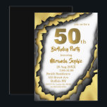 Black and Gold Agate 50th Birthday Invitations<br><div class="desc">Vous aimerez cette texture d'agate noir et or. Idéal pour une fête du 50e anniversaire !</div>
